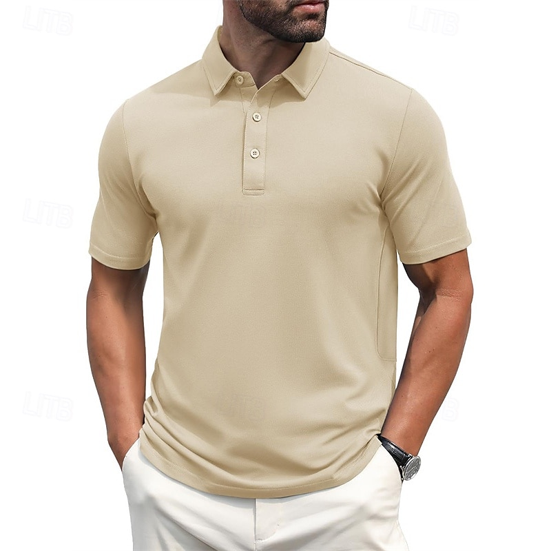 Herren Golfhemd Golf Poloshirts Arbeit Casual Kargen Kurzarm Basic Modern Glatt Knopf Frühling Sommer Regular Fit Hellgelb Wein Pfauenblau Dunkelgrau Schwarz Weiß Golfhemd 2025 - $17.99 –P18