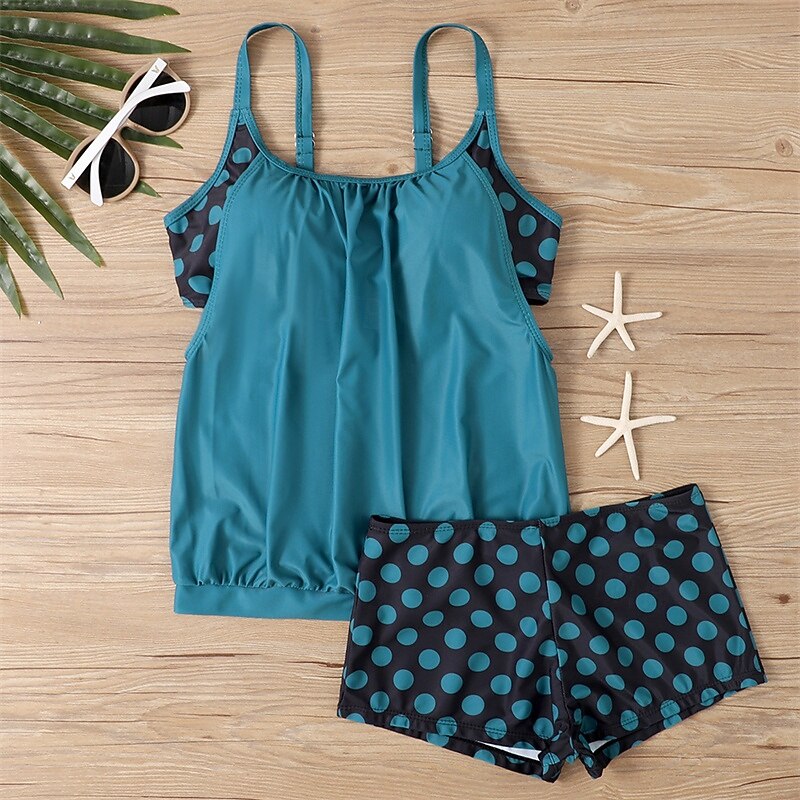 Femme Tankini Maillot De Bain Deux Pièces Bretelles Croisées Maillots de Bain Tache Maillots de Bain Noir Rouge Respirable Séchage rapide Poids Léger Sans Manches - Natation Surf Plage Eté Printemps de 2025 ? $26.99 –P12