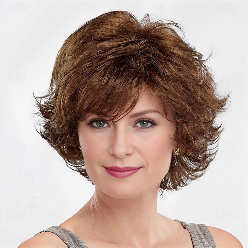 Couleur mi-longue, belle perruque Whisperlite, belles vagues mi-longues superposées avec une élégante frange vaporeuse / nuances multi-tons de blond argenté, brun et rouge. de 2025 ? $27.99 –P6