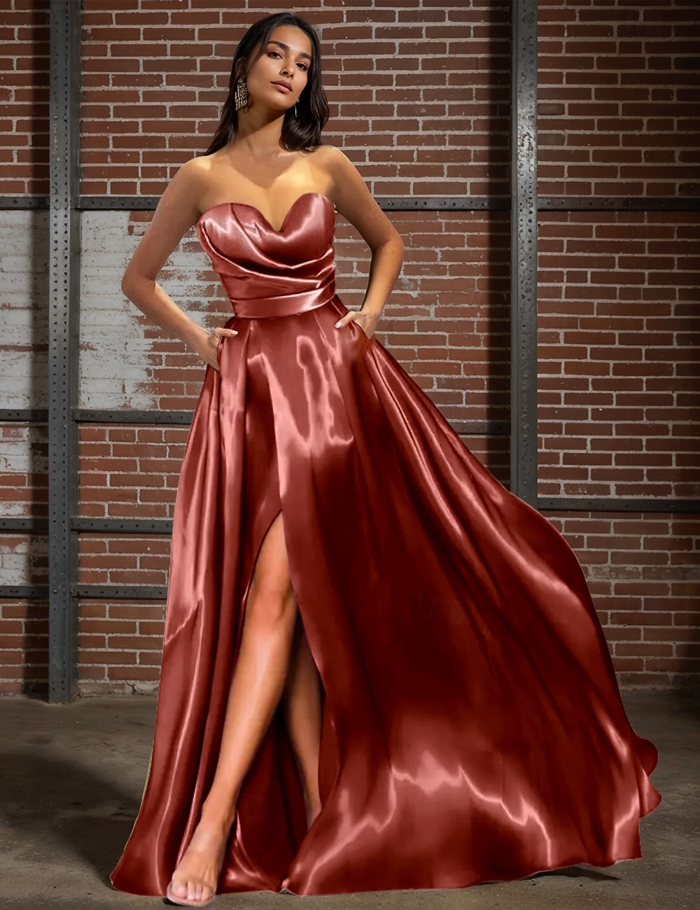 A-Line Evening Gown Celebrity Style Dress Carnival Wedding Reception Floor Length Sleeveless Sweetheart Satin with Ruched Pocket 2026 - 211.99 A-Line Evening Gown Celebrity Style Dress Carnival Wedding Reception Floor Length Sleeveless Sweetheart Satin with Ruched Pocket 2026 - 211.99