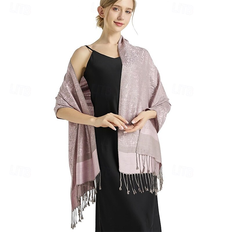 Écharpe châle pashmina en cachemire soyeux Vimate - Écharpe pashmina jacquard double face douce pour femme pour robe de soirée châle de voyage de 2025 ? $26.99 –P2