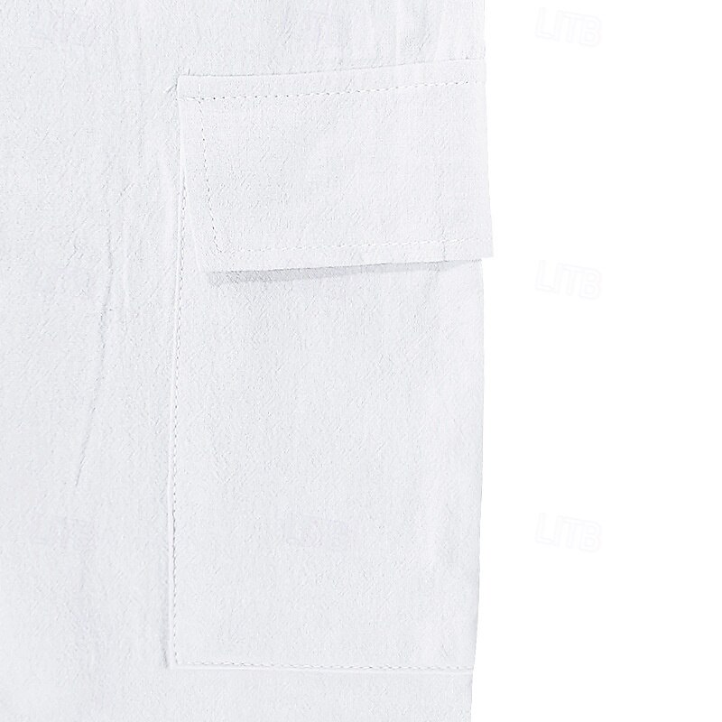 Men's Linen Shorts Summer Shorts Beach Shorts Pocket Drawstring Elastic Waist Plain Comfort Breathable Short Vacation Holiday Beach Hawaiian Boho Black White 2025 - $18.99 –P10