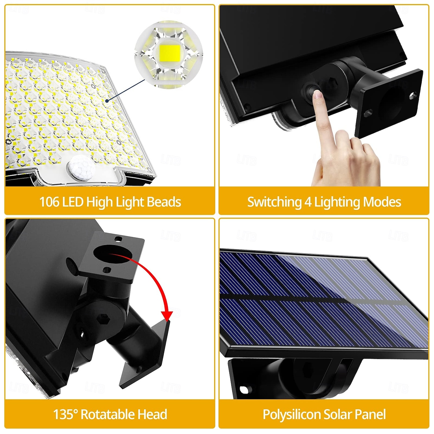 Outdoor Solar Solar Flood Lights Wall Light 106 LED Beads Motion Sensor Remote Control Safe IP65 Waterproof Balcony Courtyard Garden Garage Lighting 1pc 2025 - $27.99 –P5