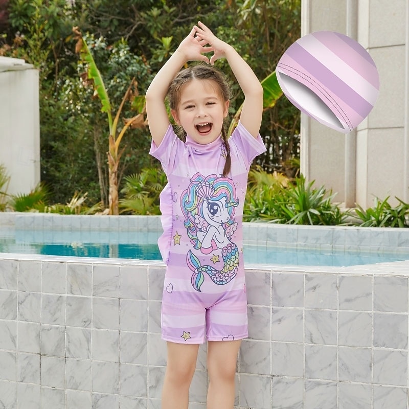 Kids Girls' Swimsuit Outdoor Party Unicorn Vacation Fashion Bathing Suits 4 years+ Summer Multicolor White 2026 - $13.49 –P3