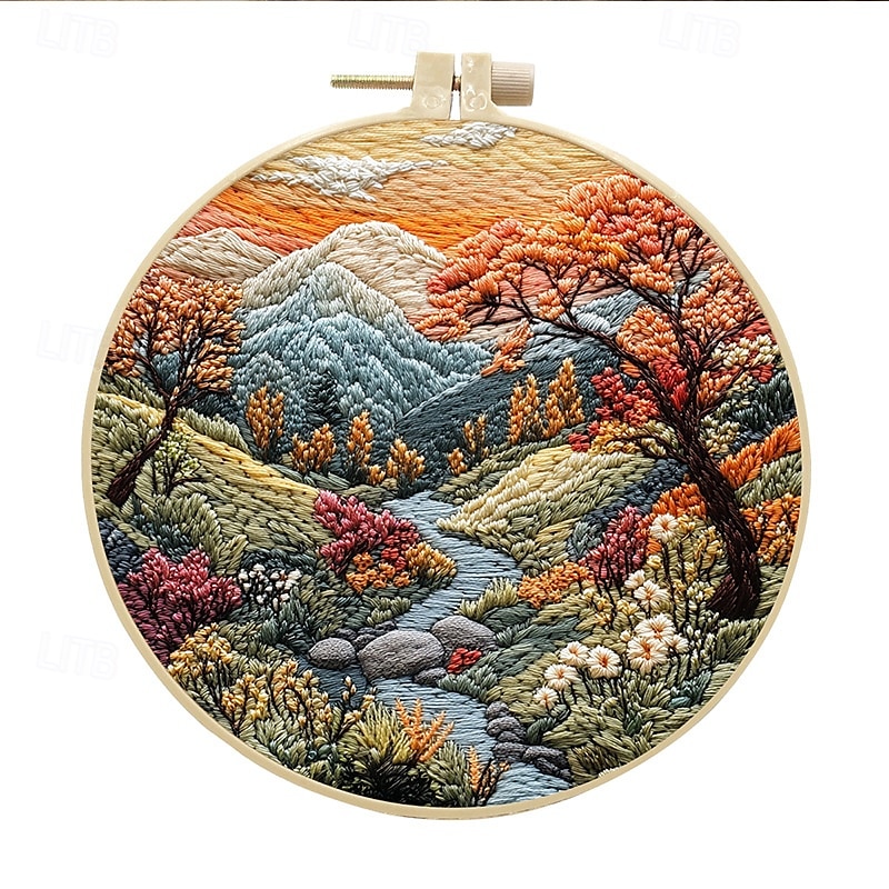 Embroidery Kit for Beginners,Cross Stitch Needlepoint Kits for Adults Starter Easy Snowy Mountain Pattern Fabric Hand Crafts,Hoops,Needle,Women DIY Hanging Plants,Sewing Hobby 2025 - $6.49 –P3
