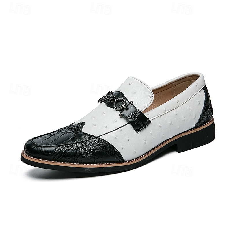 pánské hnědé mokasíny z umělého semiše se pštrosím vzorem – stylové slip-on boty pro formální i běžné příležitosti 2025 - $46.99 –P1