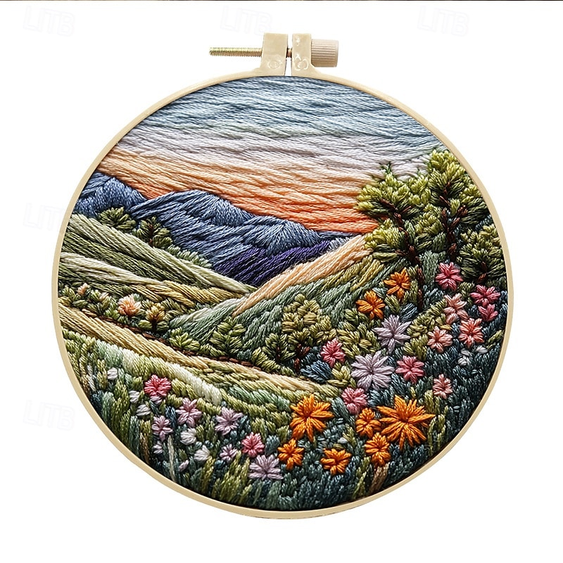 Embroidery Kit for Beginners,Cross Stitch Needlepoint Kits for Adults Starter Easy Snowy Mountain Pattern Fabric Hand Crafts,Hoops,Needle,Women DIY Hanging Plants,Sewing Hobby 2025 - $6.49 –P10