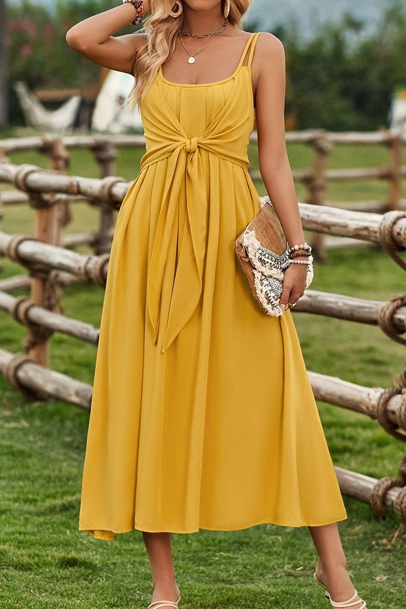 Per donna Vestito maxi Abito casual Abito linea A Abito sottoveste Moda Essenziale Informale Da mare Giornaliero Standard Liscio Senza maniche A V Giallo Verde Estate Primavera del 2025 a $33.99 –P7