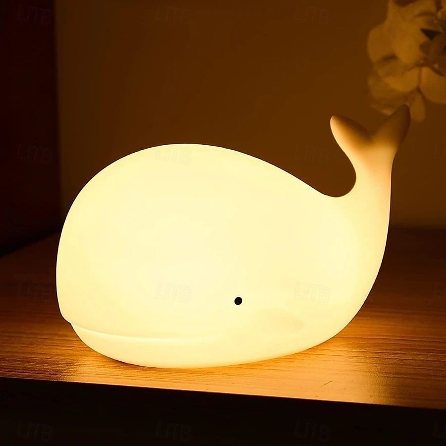 Luz noturna de silicone macio com desenho de baleia - lâmpada de dormir recarregável USB para quarto de crianças, presente perfeito para crianças e amigos de 2025 por $30.99 –P5