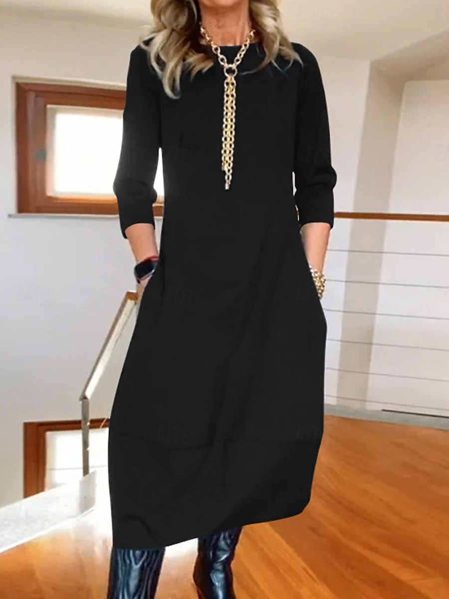 Pentru femei Rochie Maxi Rochii Tricou Stilat Casual Vacanță Zilnic Fit regulat Simplu Manșon Lung Stil Nautic Negru Alb Roșu-aprins Bleumarin Primăvară Toamnă 2025 - $31.99 –P1