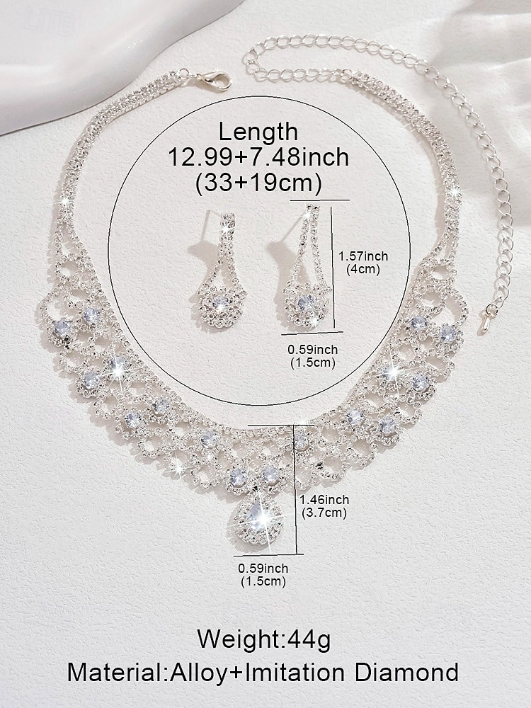 Women's Gold Crystal Necklace and Earrings Set – Elegant Rhinestone Jewelry for Weddings, Parties and Special Occasions 2025 - $14.99 –P3
