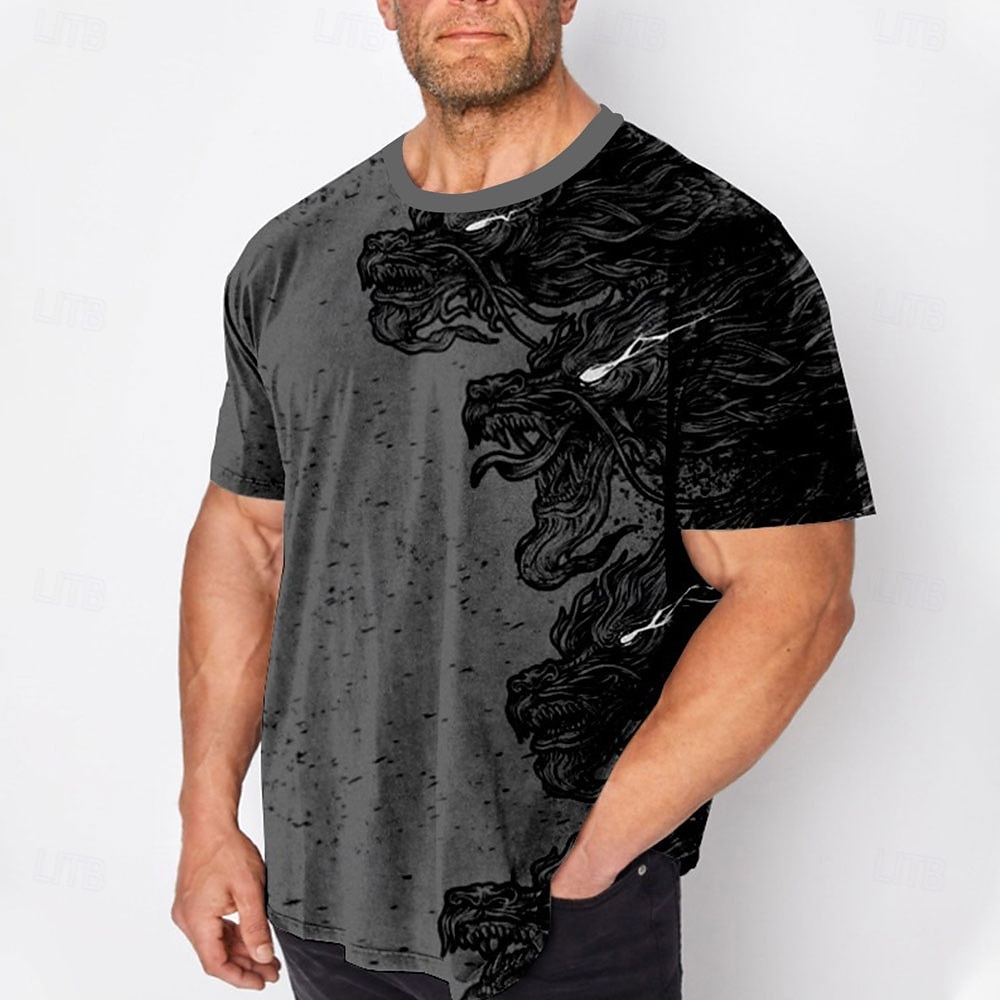 Homens Tamanho Grande Camiseta Grande e Alto Gráfico Gola Redonda Imprimir Manga Curta Primavera Verão Vintage Moda Roupa de rua Básico Férias Casual Blusas de 2026 por $21.99 –P3