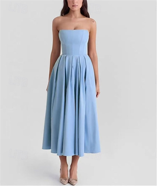 Little White Dresses Boho Wedding Dresses A-Line Sweetheart Sleeveless Tea Length Jersey Bridal Suits Bridal Gowns With Pleats Solid Color 2025 - $190.99 –P4