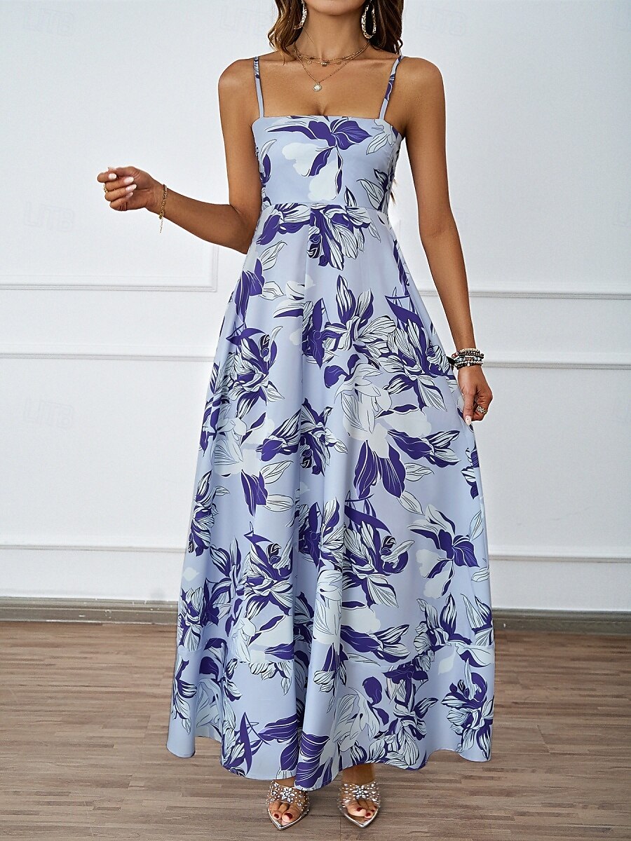 Per donna Vestito maxi Abito casual Abiti Boho Chic Boemia stile sveglio Moda Da mare Giornaliero Spiaggia Morbido Floreale Fantasia geometrica Senza maniche Con bretelline Blu Fucsia Estate del 2025 a $31.99 –P9