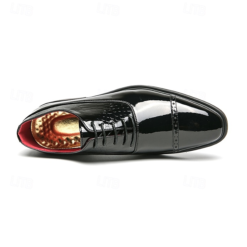 Men's Dress Shoes PU Leather Breathable Comfortable Slip Resistant Lace-up Black Gold Fall Winter 2025 - $46.99 –P5