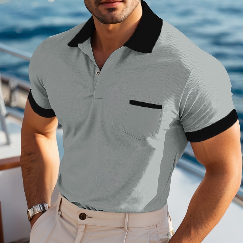 Men's Golf Shirt Pique Polo Shirt Casual Holiday Lapel Short Sleeve Vacation Fashion Plain Classic Summer Spring Regular Fit White Golf Shirt 2026 - $13.49 –P9