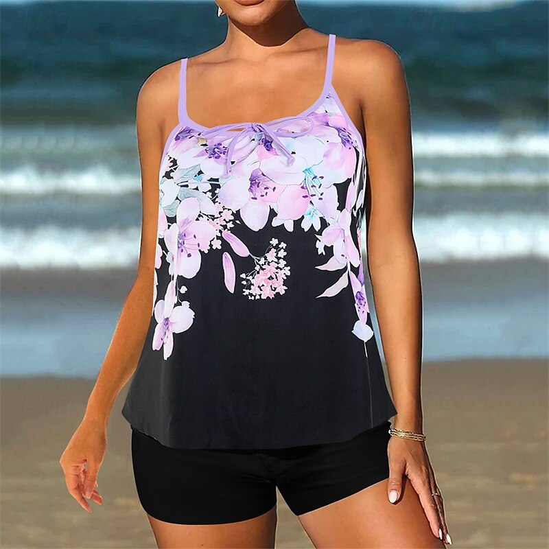 Per donna Tankini Costume da bagno a due pezzi Costumi da bagno Costumi da bagno Nero Blu Traspirante Asciugatura rapida Leggero Senza maniche - Nuoto Surf Spiaggia Estate Primavera Plus Size del 2026 a $26.99 –P14