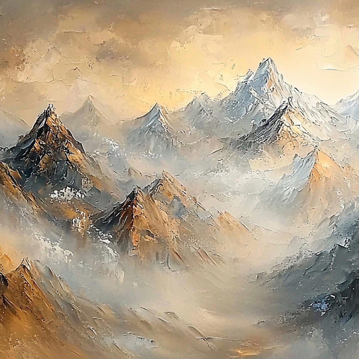 Handmade Original Colourful Mountains Oil Painting On Canvas Abstract Mountain Landscape Wall Art for Home Decor With Stretched Frame Without Inner Frame Painting 2025 - $150.99 –P6
