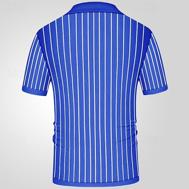 Miesten Button Up Polos Golfpaita Kausaliteetti Urheilu Kauluskäänne Lyhythihainen Muoti Perus Raita Tilkkutäkki Napit Kesä Sininen Button Up Polos 2025 - $27.99 –P6