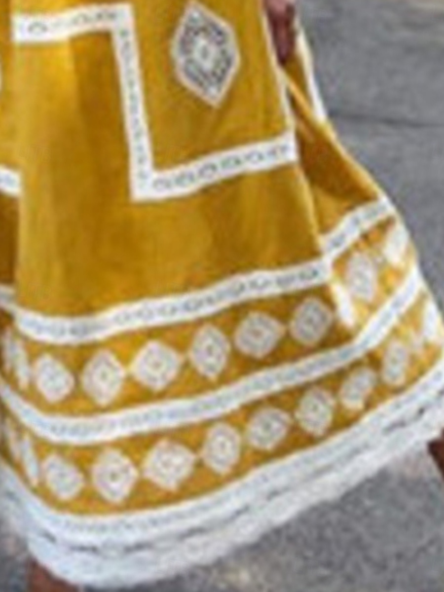 Women's Maxi Dress Casual Dress Boho Chic Dresses Boho Dress Bohemia Cute Stylish Vacation Daily Beach Loose Fit Graphic Sleeveless Square Neck Yellow Red Green Summer 2026 - $31.99 –P5