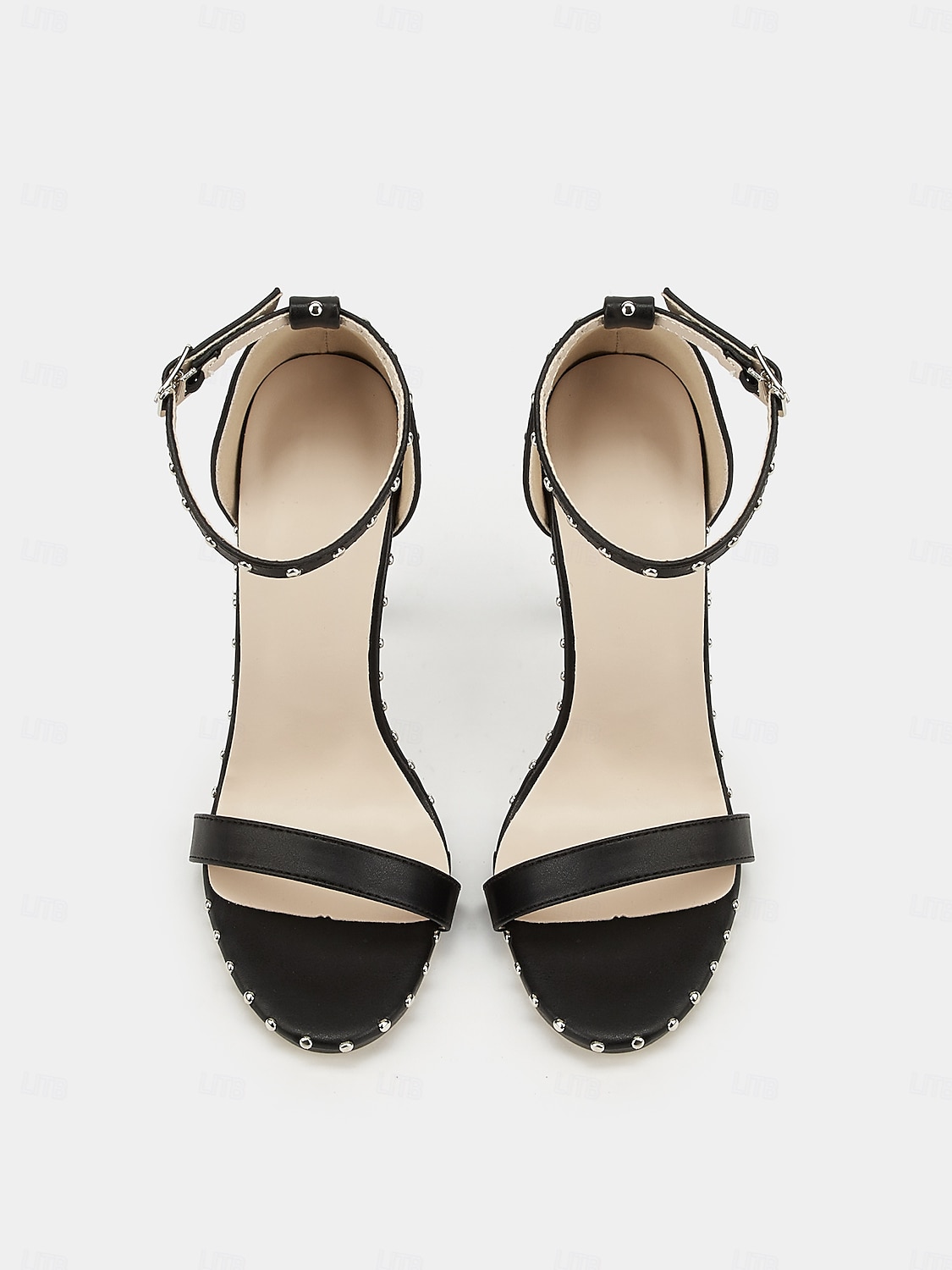 sandali neri con borchie argentate - eleganti tacchi alti da donna per eventi formali e cene del 2025 a $32.99 –P5