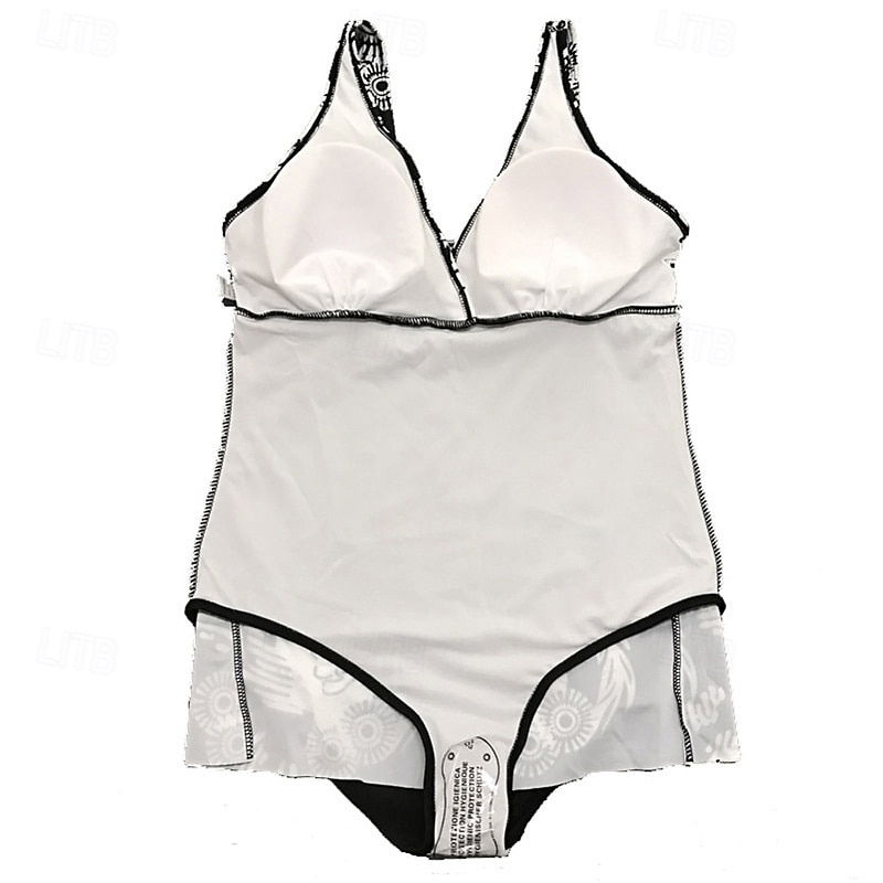 Damen Badeanzug Bademode Tiefes V Bademode Badeanzug Schwarz Weiß Atmungsaktiv Schnelltrocknend Leichtgewichtig Ärmellos - Schwimmen Surfen Strand Sommer Frühling 2025 - $19.99 –P11