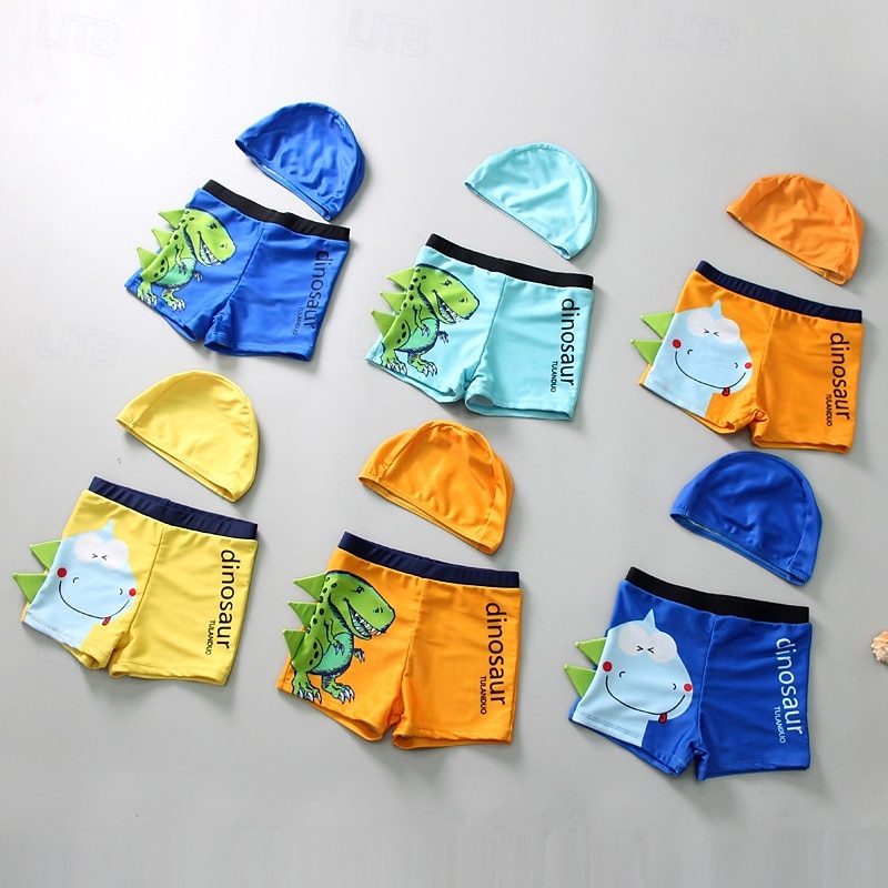 Lapset Poikien Uimapuku Piirretty Lyhythihainen Crewneck Hiekkaranta Loma Keltainen Kesä Vaatteet 4 vuotta + 2025 - $6.99 –P1