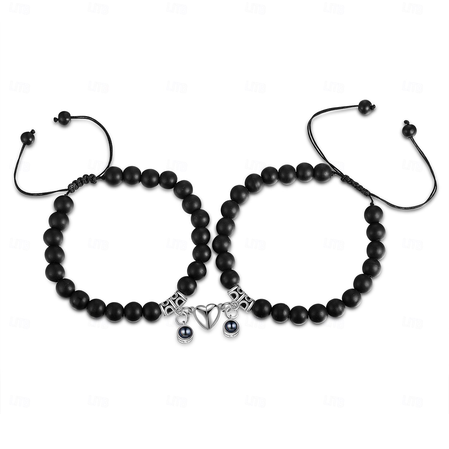 Ett Par Anpassade Eleganta Pararmband Anpassad Bröllopsgåva för Par Inbäddade med Projektionsstenar. Armbanden Har Magnetiska Stenar som Gör att De Kan Foga Samman 2025 - $41.99 –P7