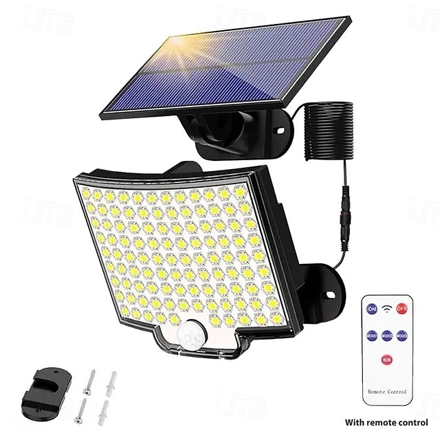 Outdoor Solar Solar Flood Lights Wall Light 106 LED Beads Motion Sensor Remote Control Safe IP65 Waterproof Balcony Courtyard Garden Garage Lighting 1pc 2025 - $27.99 –P7