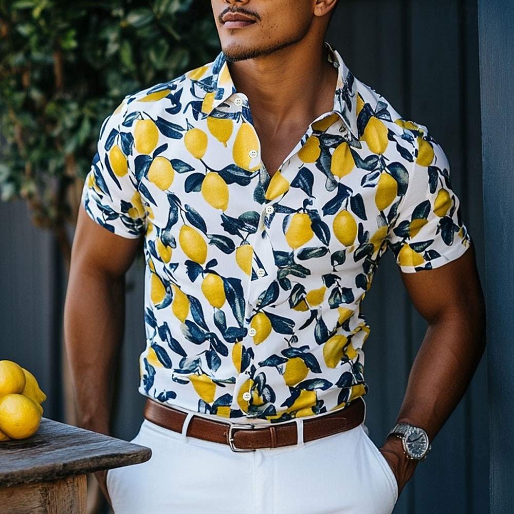 Per uomo Frutta Camicia da spiaggia Camicia Aloha Manica corta Hawaiano Da mare Estate Primavera Collo ripiegabile Abbottonare Giallo Arancione Verde del 2025 a $24.99 –P4
