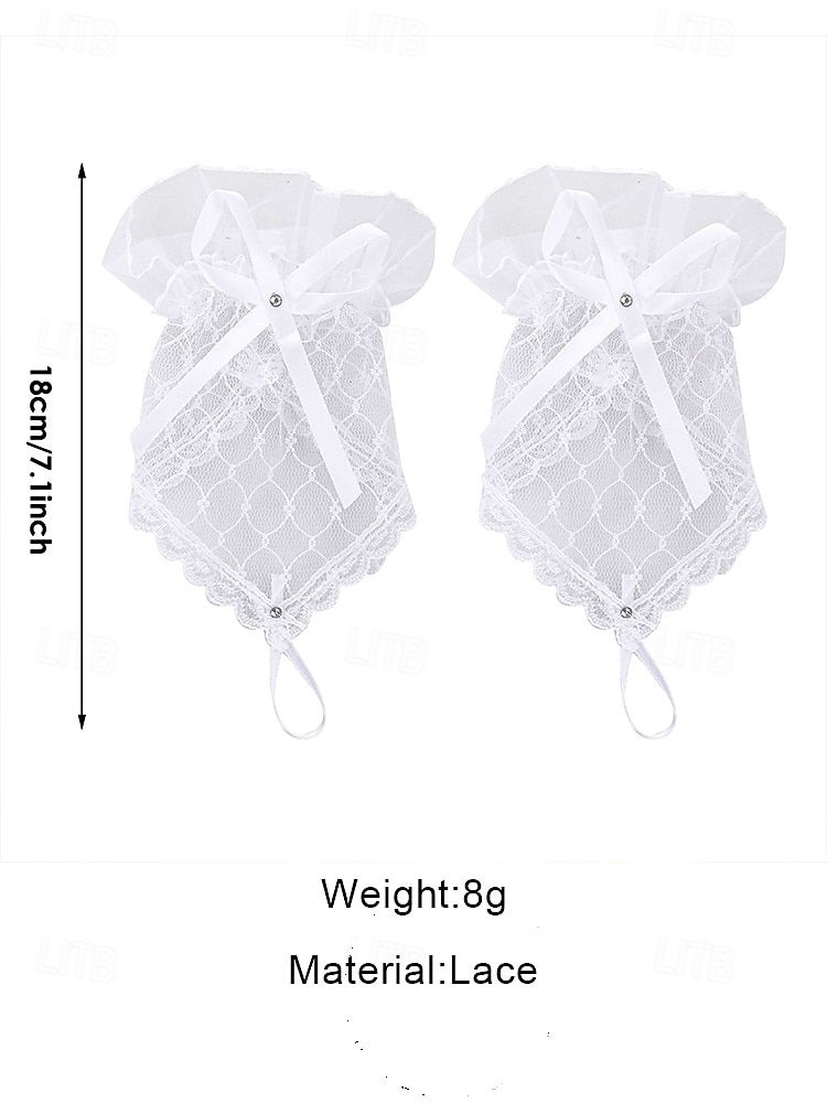 Elegant White Lace Wedding Gloves – Fingerless Bridal Gloves with Bow and Floral Details, Perfect for Weddings and Special Occasions 2025 - $7.99 –P5
