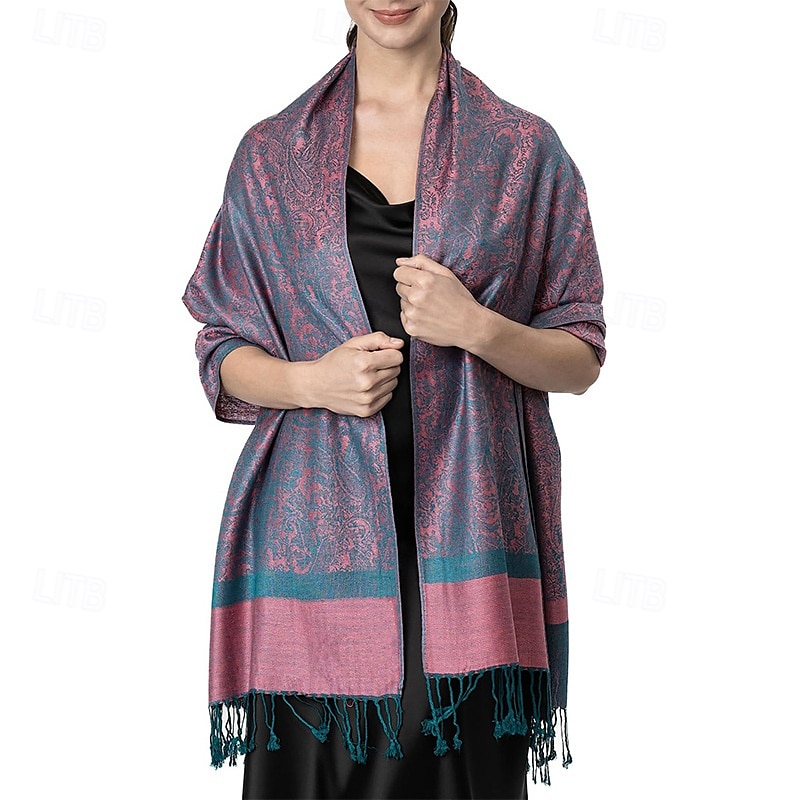 Écharpe châle pashmina en cachemire soyeux Vimate - Écharpe pashmina jacquard double face douce pour femme pour robe de soirée châle de voyage de 2025 ? $26.99 –P34