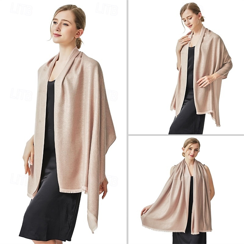 csillogó fémes pashmina kendő sál esti parti menyasszonyi esküvői hivatalos ruhákhoz 2025 - $15.49 –P4