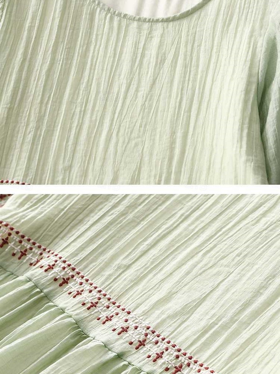 Per donna Abito maxi Abiti in cotone e lino Vestito Casual Vestito a ruota Abito lungo in cotone Essenziale Casual Vacanza Quotidiano Vestibilità regolare Floreale Mezza Manica Girocollo Bianco Verde del 2025 a $36.99 –P3