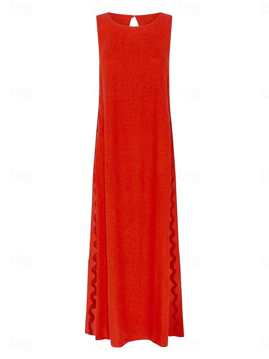 Pentru femei Rochie Maxi Rochie casual Rochii Boho Chic Rochie Tip Maieu Boemia Casual Boho Vacanță Zilnic Plajă Potrivire Largă Simplu Manșon scurt Stil Nautic Roșu-aprins Maro Vară Primăvară 2025 - $35.99 –P9