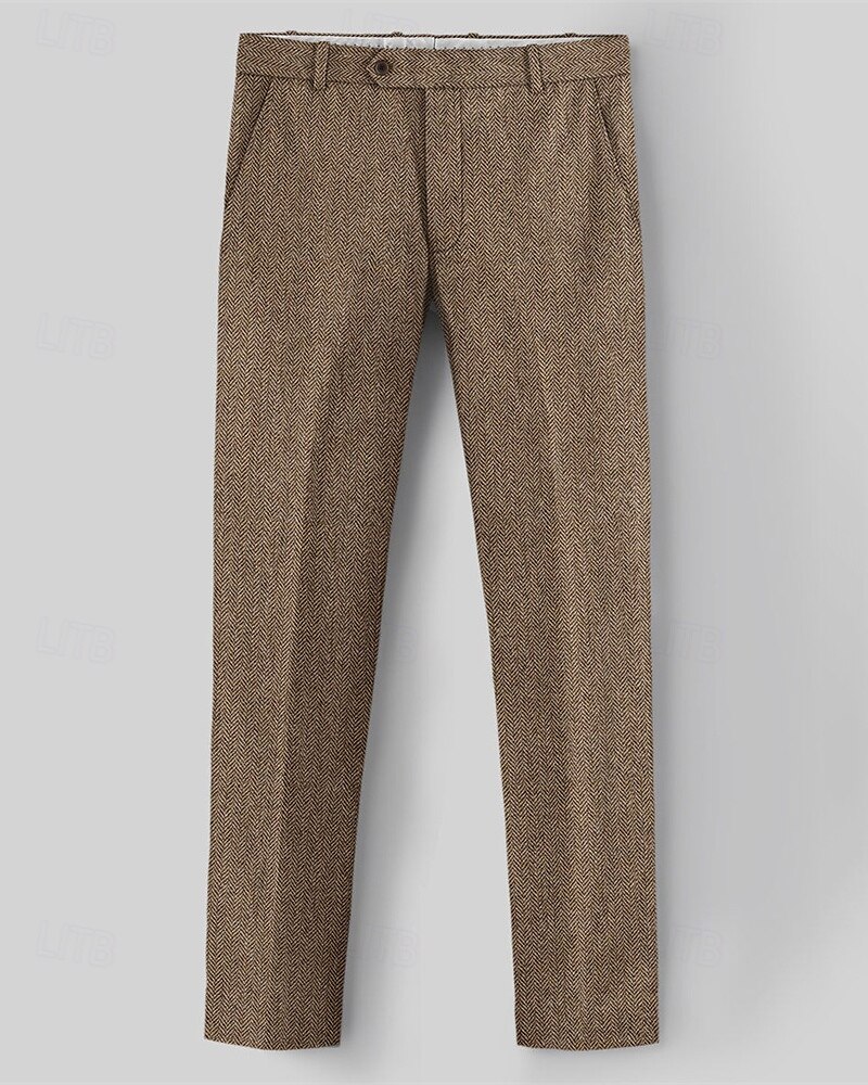 Herren Abschlußfeier Anzughose Hose Chinos Knöpfe Tasche Einfach Komfort Formell Party Arbeit Mode Klassicher Stil Braun Mikroelastisch 2025 - $38.99 –P2