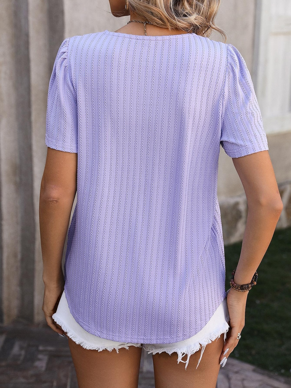Women's Boho T-shirt Plain Bohemia Stylish Basic Short Sleeve Puff Sleeve Square Neck Regular Tops Daily Going out Weekend Dressy Tunic Black White Light Green Pink Royal Blue Summer 2025 - $21.99 –P2