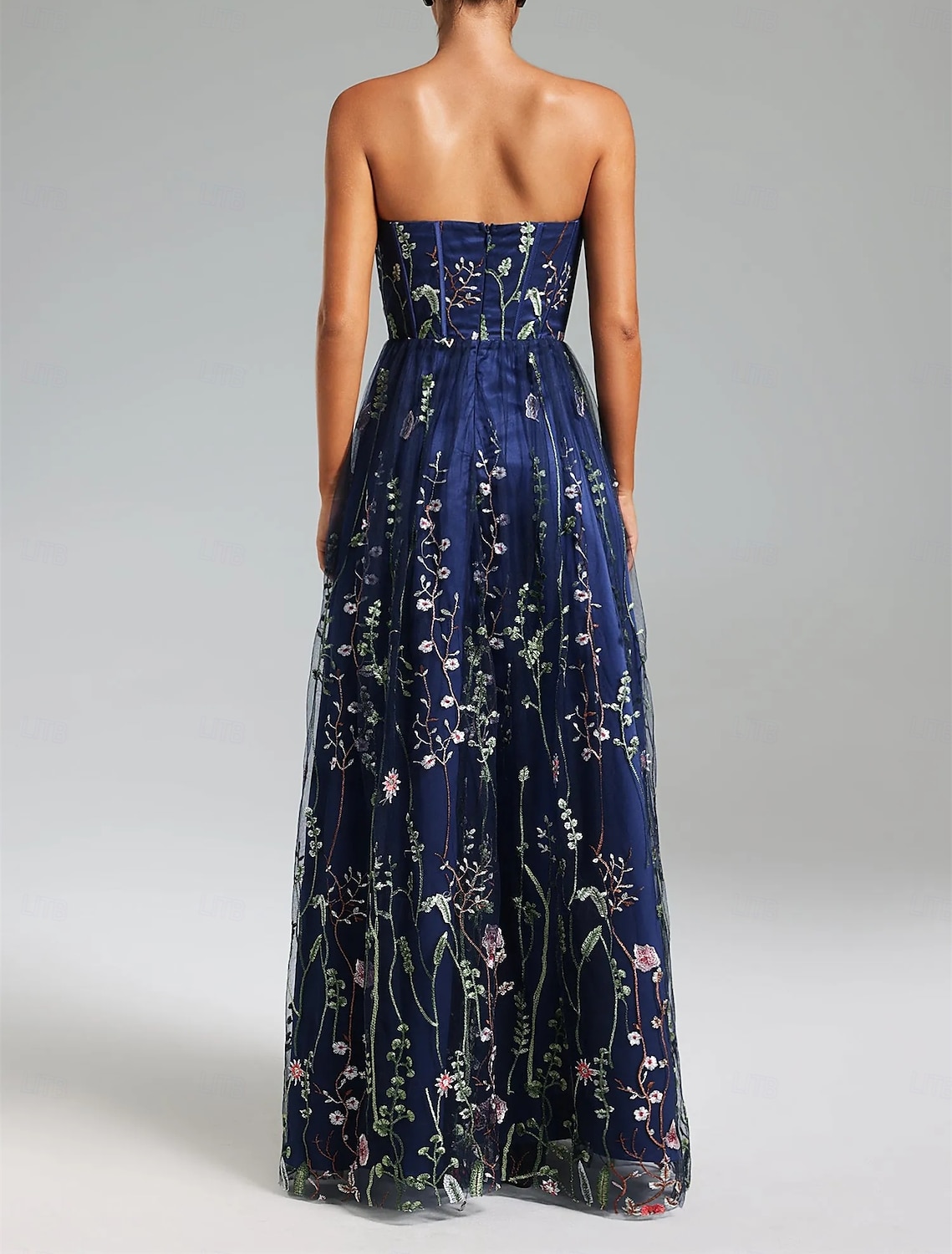vestidos de baile linha a vestido vintage festa de noite baile comprimento até o chão sem mangas sem alças mistura de algodão sem costas com bordado estampado floral 2025 de 2025 por $179.99 –P2