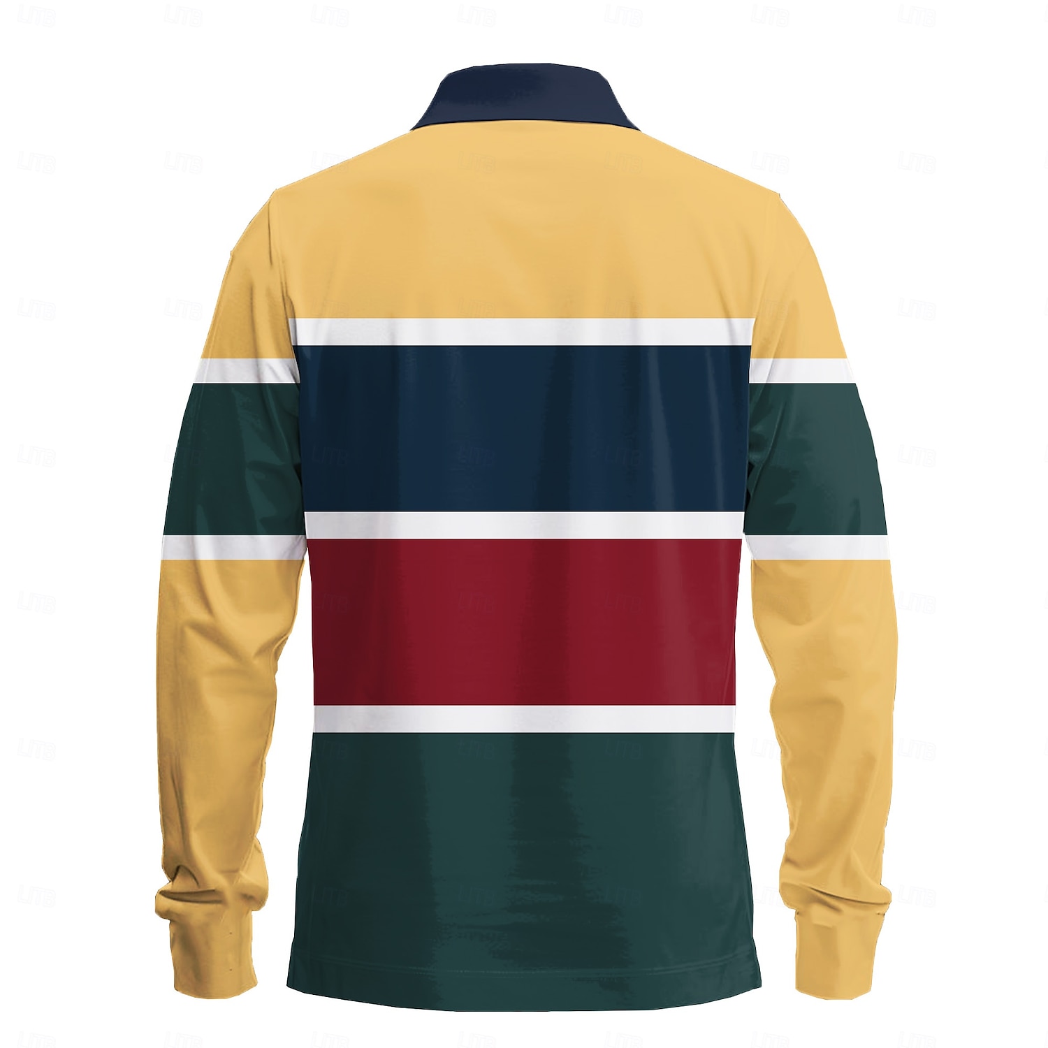 Homme Rayures Polo de rugby manche longue Polos Chemises à Col Occasionnel Extérieur Athleisure Impression 3D Printemps Automne Hiver Jaune Bleu Vert de 2025 ? $27.99 –P4