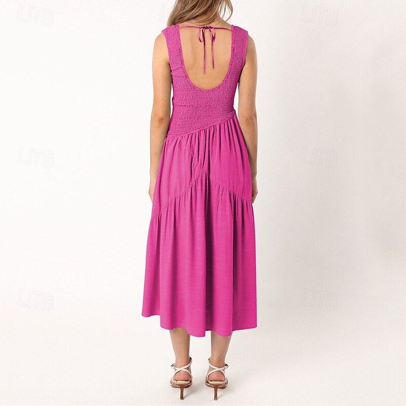 Femmes Robe Midi Robe de remise des diplômes Robe Décontractée Robe trapèze Robe d'été Élégant Occasionnel Vacances Quotidien Date Coupe régulière Uni Sans manches Col Rond Noir Blanche Vert Claire de 2025 ? $29.99 –P15