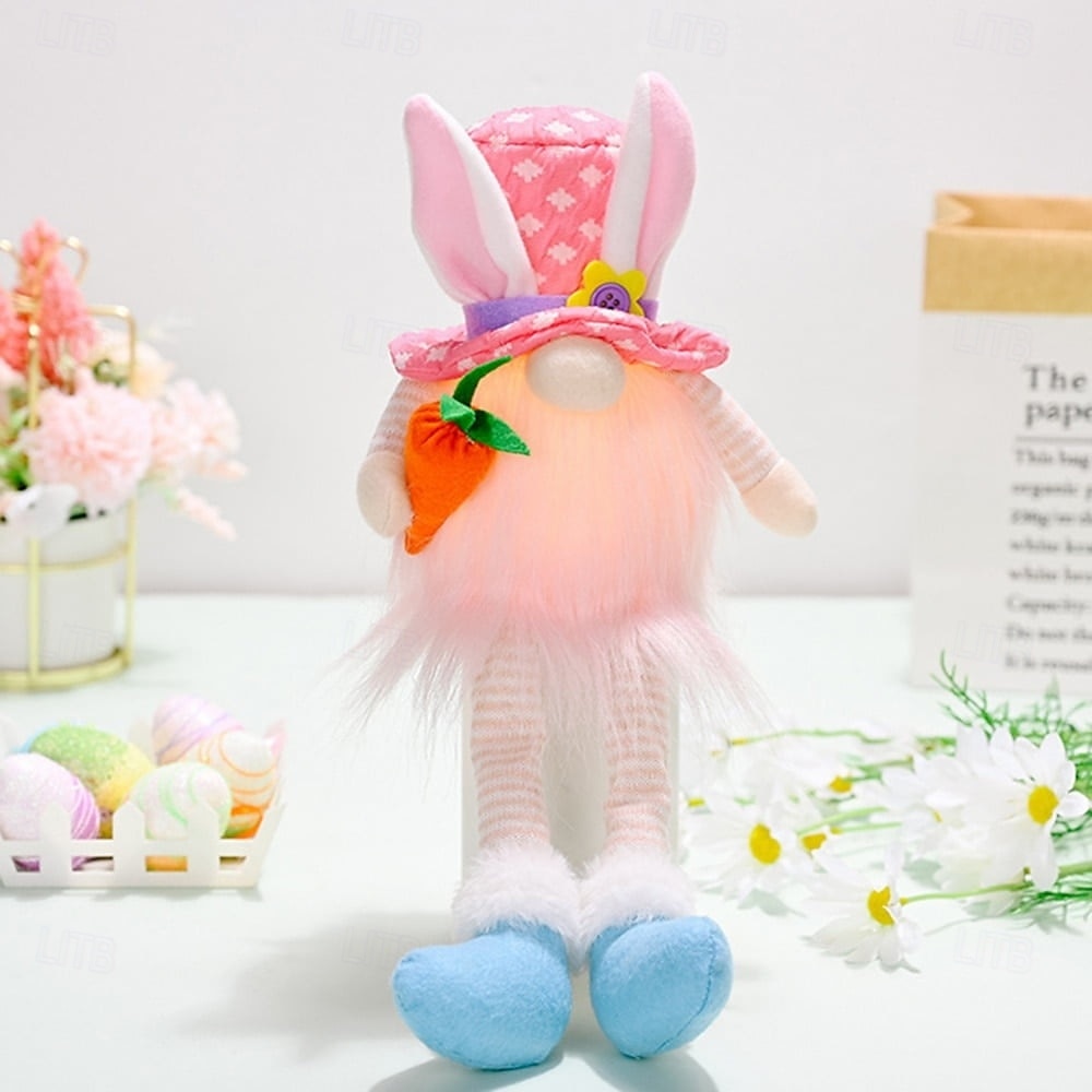 1 Pc Easter Long Leg Rabbit with Light, Faceless Child, Dwarf Doll, Carrot Resurrection Egg, Easter Indoor Party, Restaurant Atmosphere Decoration 2025 - $14.99 –P5
