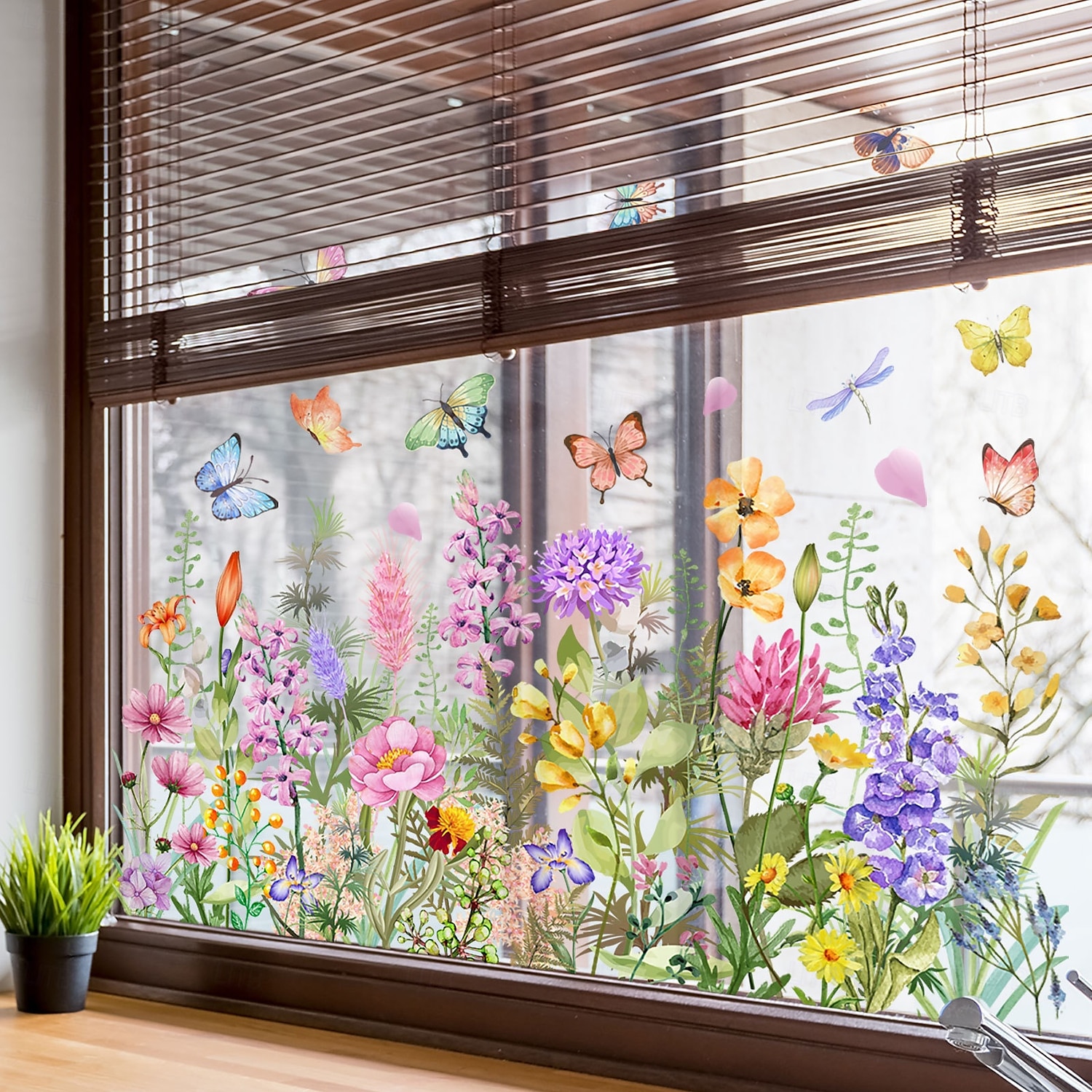adesivo per finestra bouquet floreale adesivo da parete primaverile colorato decorazione per finestra bifacciale, lavabile, riutilizzabile, perfetto per la casa &arredamento ufficio del 2026 a $11.99 –P2