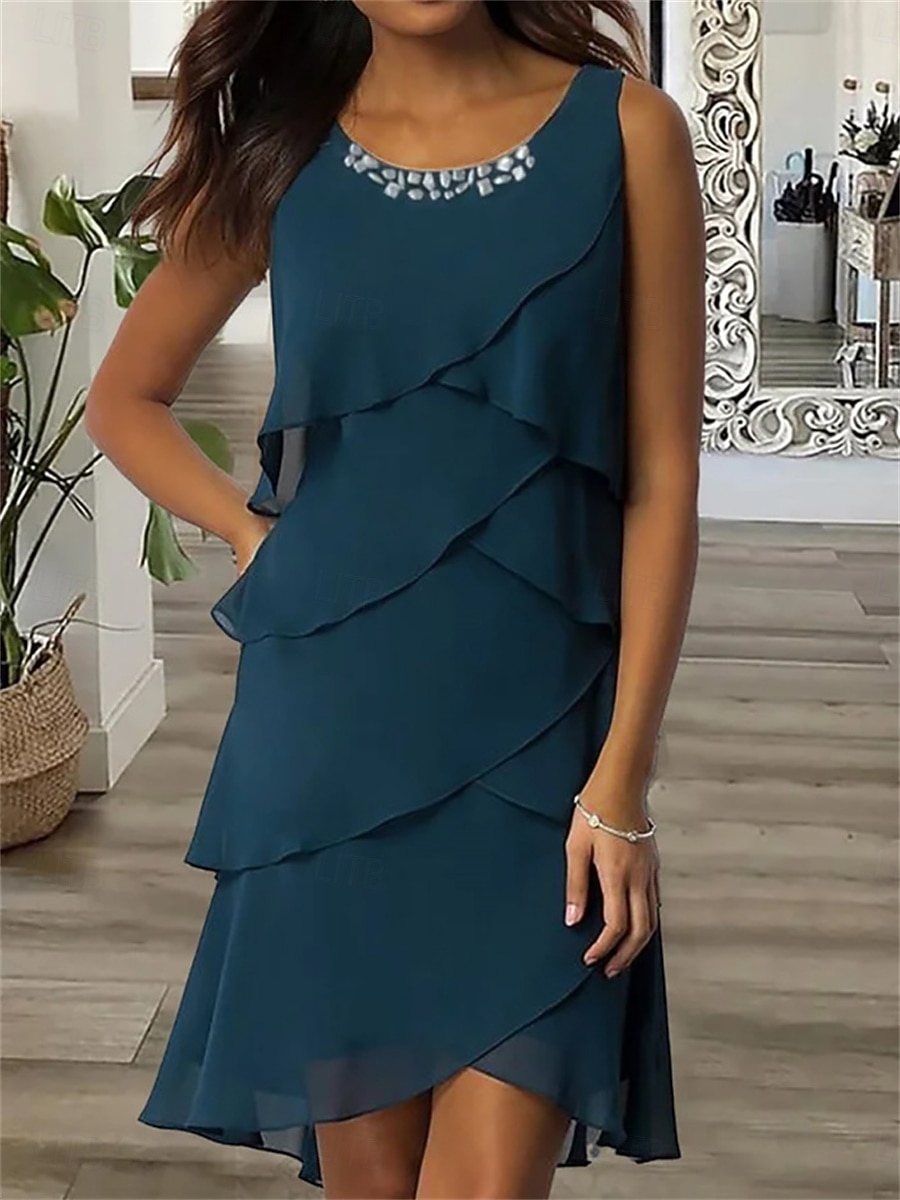 Femme robe longue Robe de Mousseline Elégant mode Vacances du quotidien Ample Plein Sans Manches Col Ras du Cou Rouge bleu marine Vert Kaki Eté Printemps de 2025 ? $35.99 -P1