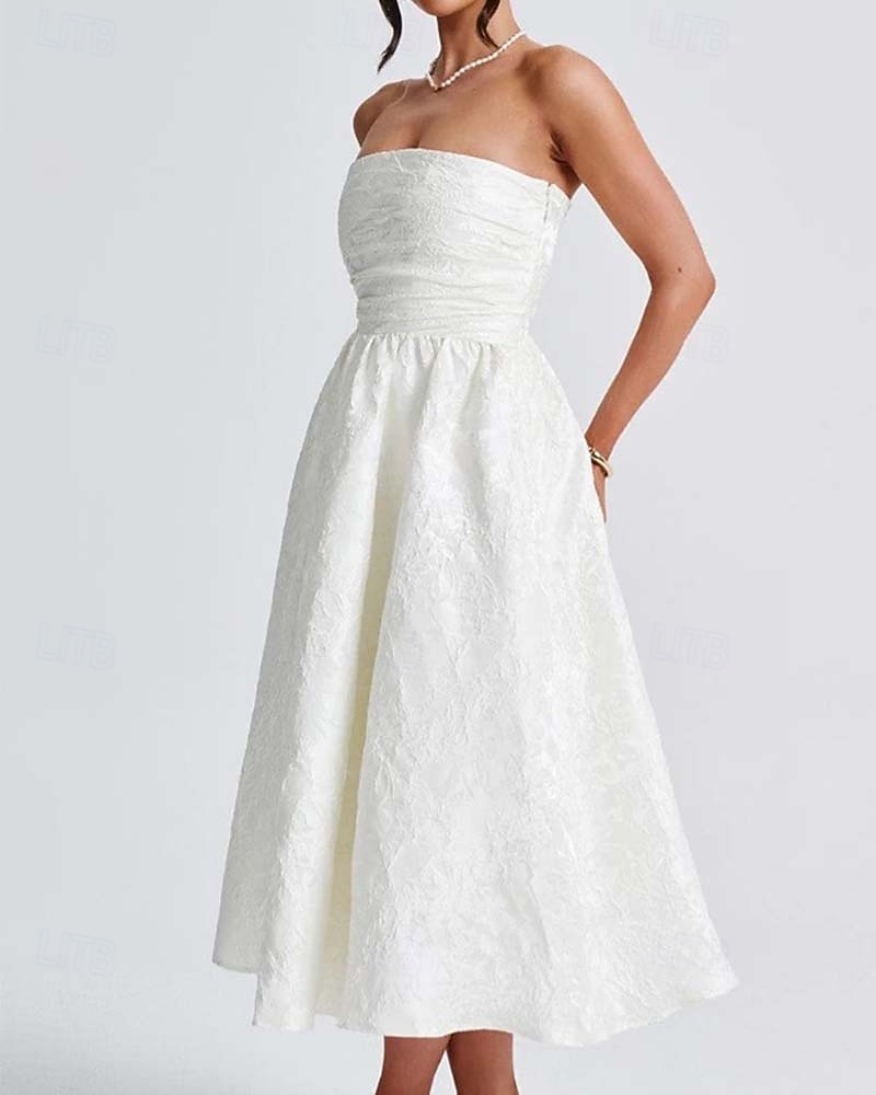 Floral Jacquard Cocktail Dresses A-Line Sleeveless Tea Length Lace Up Back With Solid Color With Ruched Details Race Day Dress Wedding Guest Dress 2026 - CAD $281.99 Floral Jacquard Cocktail Dresses A-Line Sleeveless Tea Length Lace Up Back With Solid Color With Ruched Details Race Day Dress Wedding Guest Dress 2026 - CAD $281.99