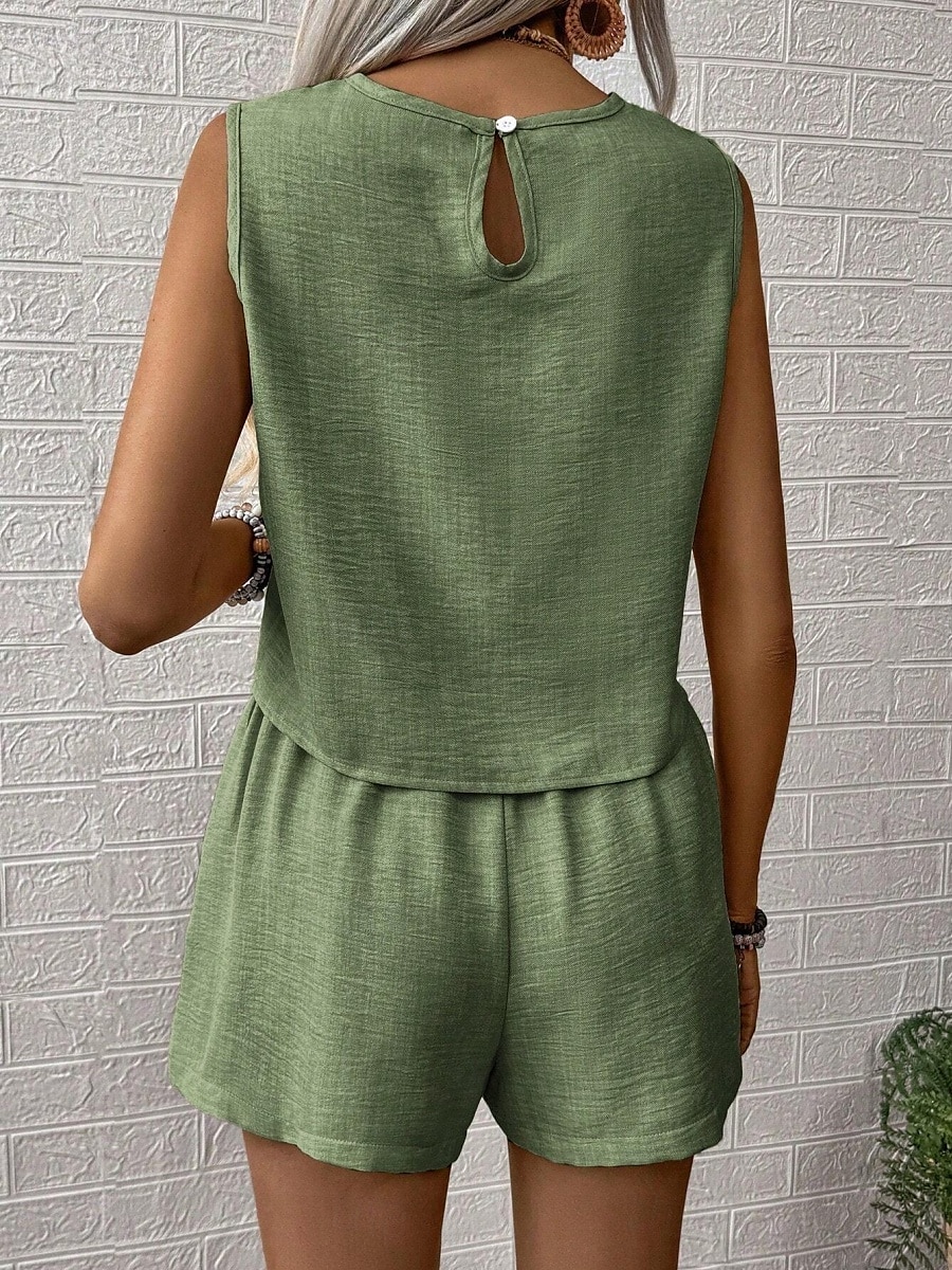Femmes Mode Quotidien Ensembles inspirés du lin Ensembles deux pièces Débardeur Shorts amples Sans manches Col ras du cou Uni Occasionnel Quotidien Noir Bleu Roi Orange Été Coupe régulière de 2025 ? $31.99 –P13