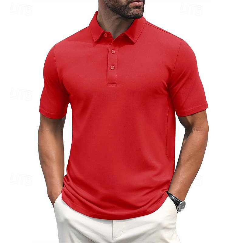 Herren Golfhemd Golf Poloshirts Arbeit Casual Kargen Kurzarm Basic Modern Glatt Knopf Frühling Sommer Regular Fit Hellgelb Wein Pfauenblau Dunkelgrau Schwarz Weiß Golfhemd 2025 - $17.99 –P3