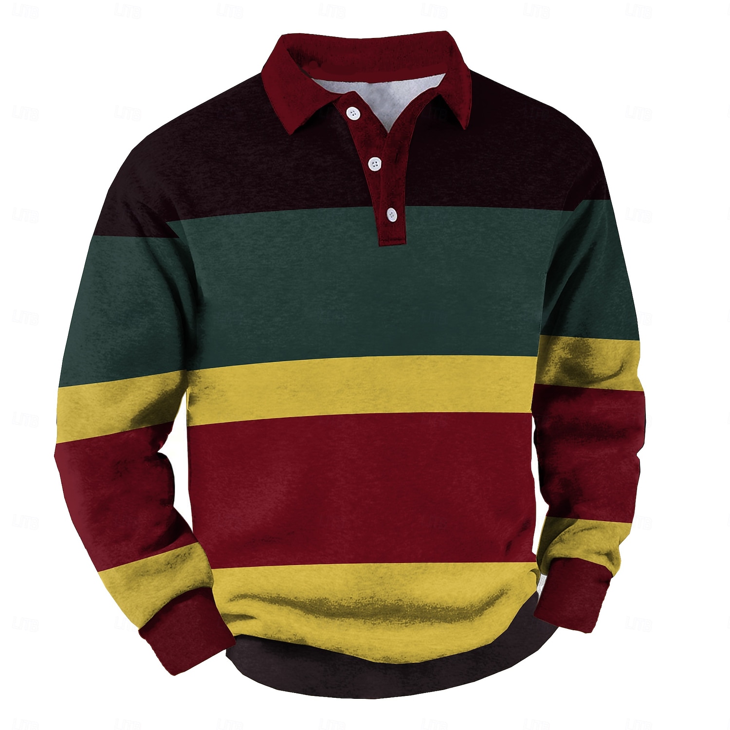 Men's Stripes Rugby Polo Cable Knit Polo Long Sleeve Polo Shirts Collared Shirts Casual Outdoor Athleisure 3D Print Spring Fall Winter Yellow Blue Brown 2026 - $31.99 –P1
