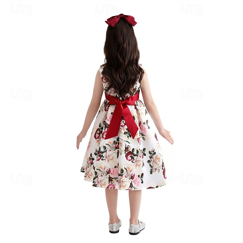 kinderkleidung Mädchen Party Kleid Blumen Ärmellos Leistung Geburtstag Krawattenknoten Schön Süß Baumwolle Knielang abendkleider Schaukelkleid A Linie Kleid Sommer 4 Jahre + Rosa Rote Rosenrot 2026 - $29.99 –P10
