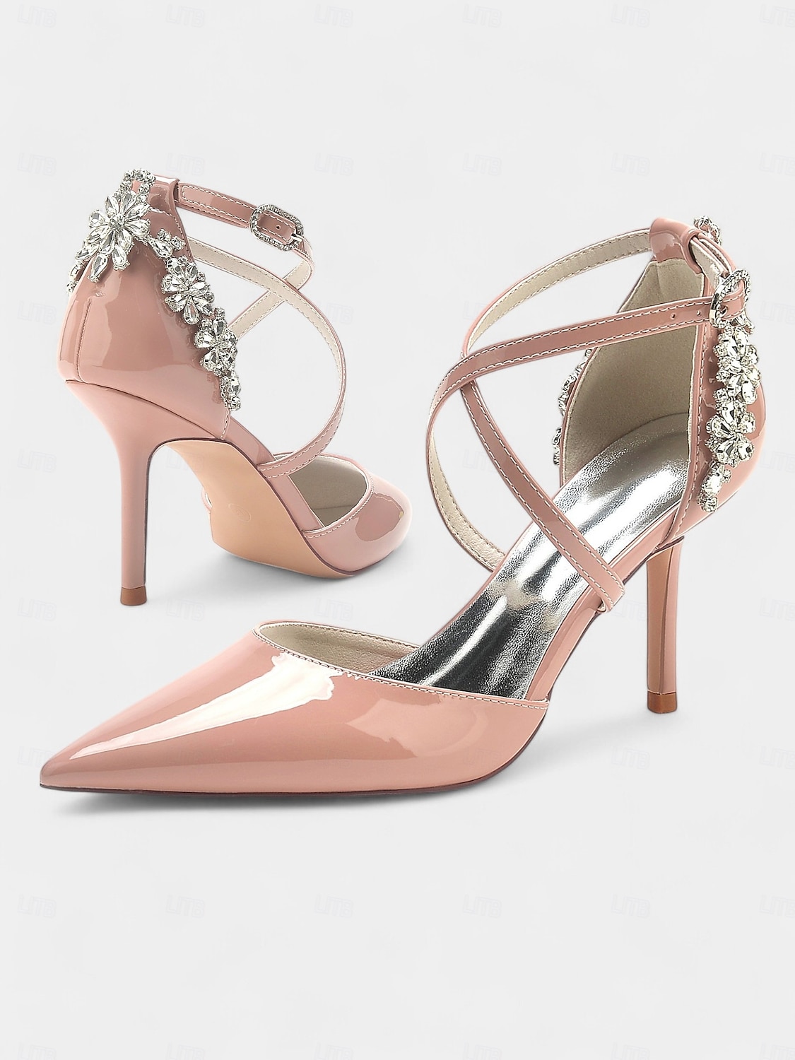 Glamorous Burgundy Wedding Heels for Women - Patent Leather Stilettos with Rhinestone Floral Embellishments, Perfect for Bridal and Formal Occasions 2025 - $59.99 –P1