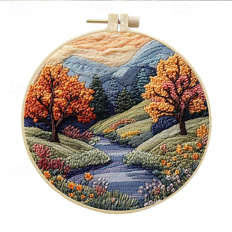 Embroidery Kit for Beginners,Cross Stitch Needlepoint Kits for Adults Starter Easy Snowy Mountain Pattern Fabric Hand Crafts,Hoops,Needle,Women DIY Hanging Plants,Sewing Hobby 2025 - $6.49 –P11